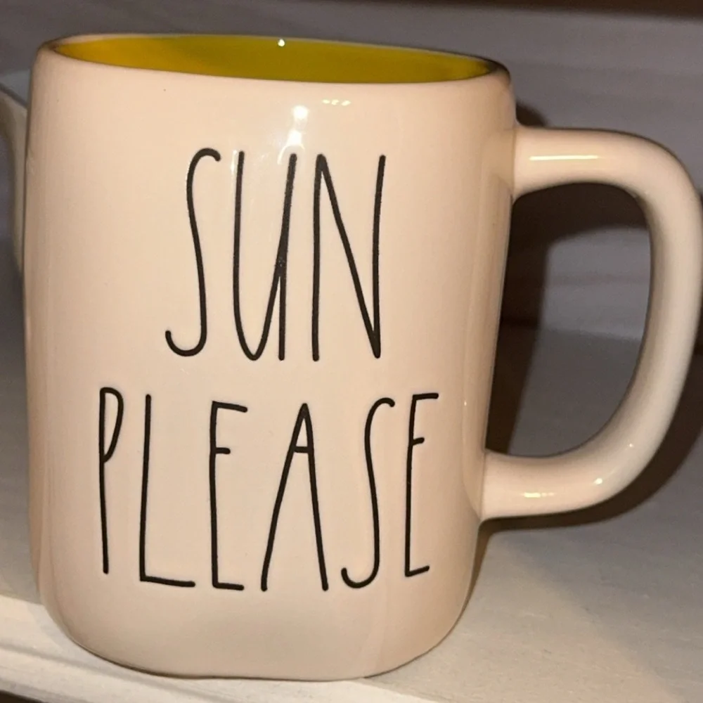 NWT SET of 2 RAE DUNN Ceramic Tea/Coffee Mugs/Cups HELLO SUNSHINE/SUN PLEASE - Picture 2 of 7